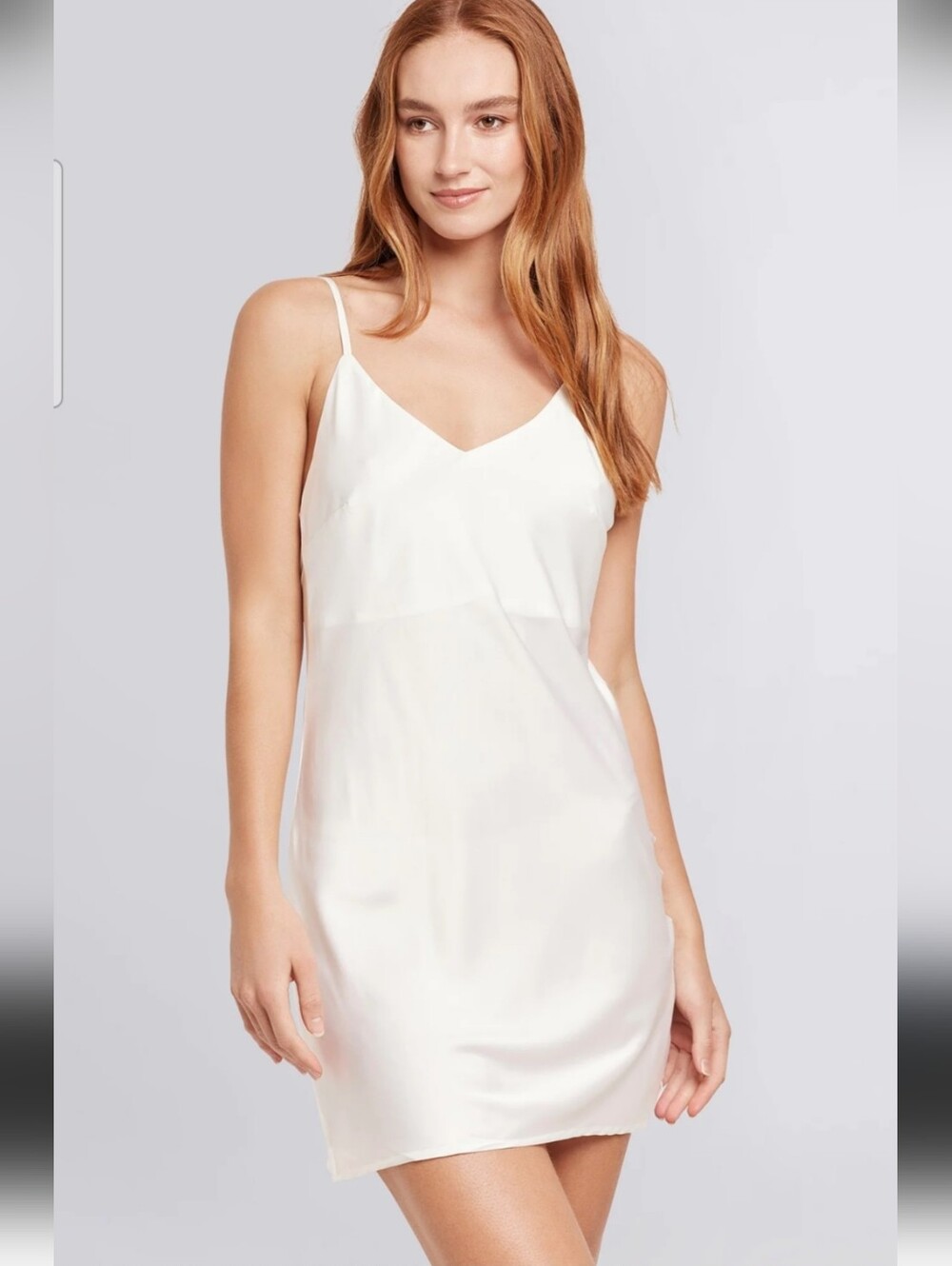 Homebodii Jasmine White Satin Charmeuse Slip Dress Size S EUC